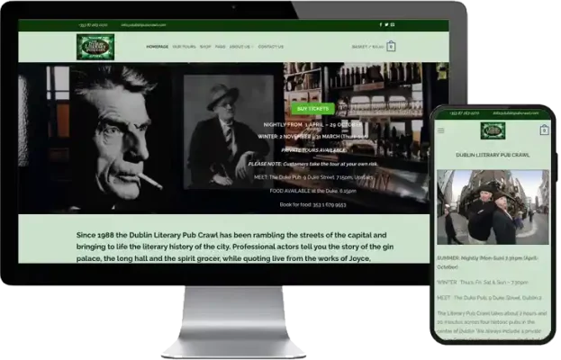 Dublin Literary Pub Crawl Website design by Web Page Design Company